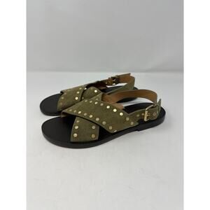 Madewell Women’s Olive Green The Tuley Crossover Studded Slingback Sandal size 8